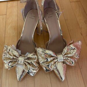a new day Women's Gold Bow High Heels Dress Shoes